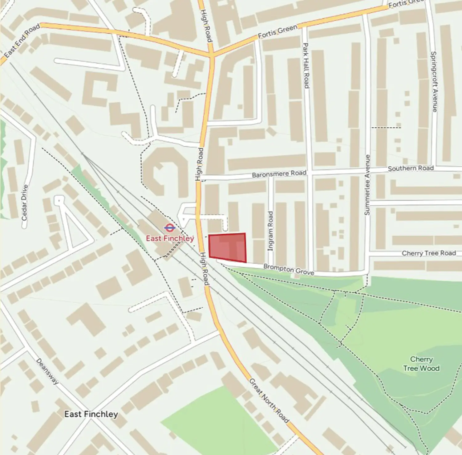 Site plan drawing with red line boundary